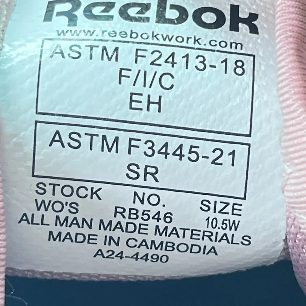 Reebok Work Fusion Flexweave Pink Safety Toe Cap Work Shoes Women's Size 10.5W